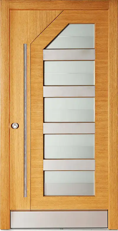 Holzhaustüre mit Glaseinsatz H115